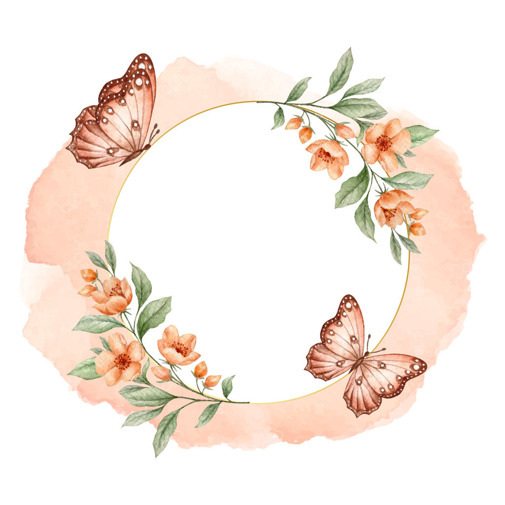 قاب طلایی لوکس با گل‌ها و پروانه‌ها