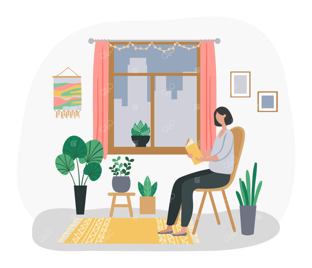 زن در حال مطالعه کتاب در خانه: تحصیل دختر باهوش و زیرک