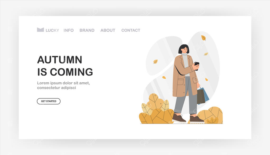 شخصیت زنانه با پالتو، گوشی و کیف‌ها در پاییز. سبک زندگی سالم و فعالیت‌های تفریحی.