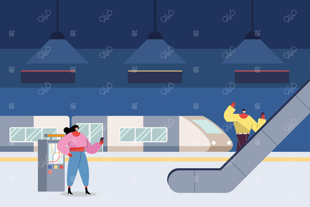 افرادی با ماسک در ایستگاه قطار