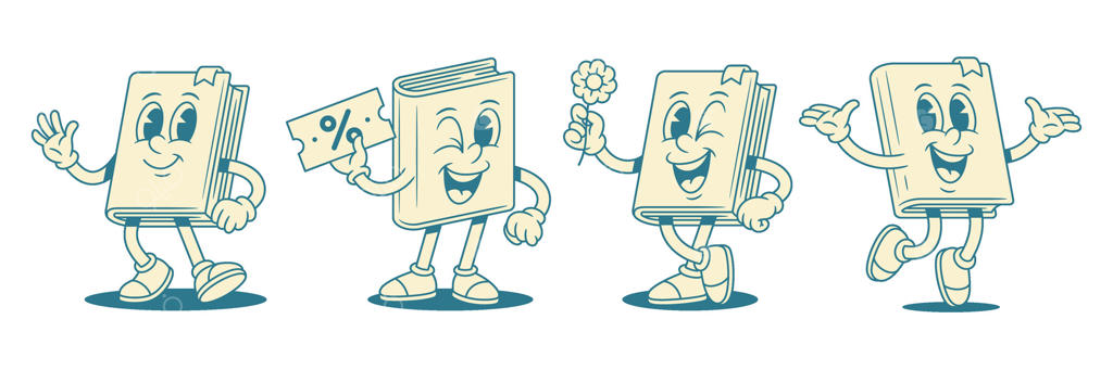 مجموعه ای از شخصیت های کارتونی بامزه و کودکانه برای کتاب