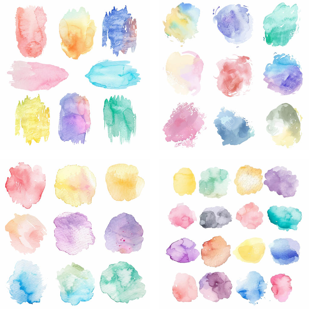 لکه‌های رنگی جوهر و افکت آبرنگ پاستلی با بافت زبر و خلاقانه