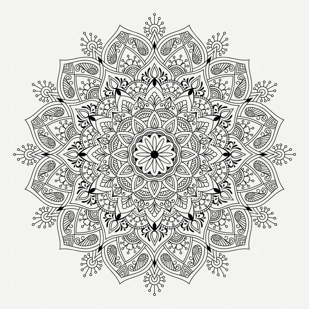پس‌زمینه هنر الگوی ماندالا سیاه و سفید