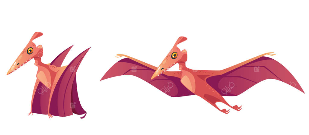 شخصیت پتریدکتیل نشسته و پرواز کننده - طراحی وکتور تخت