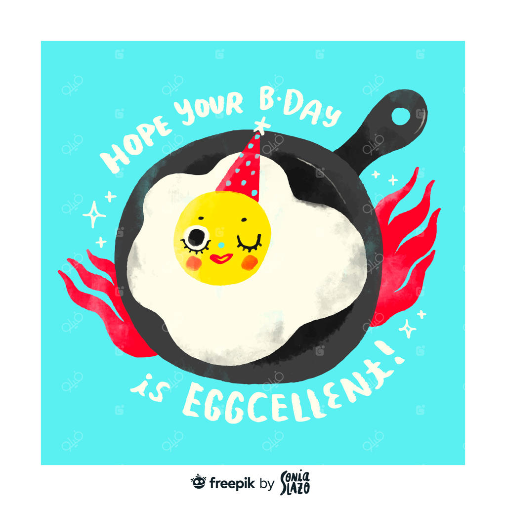 کارت تبریک تولد با طرح تخم‌مرغ نیمرو