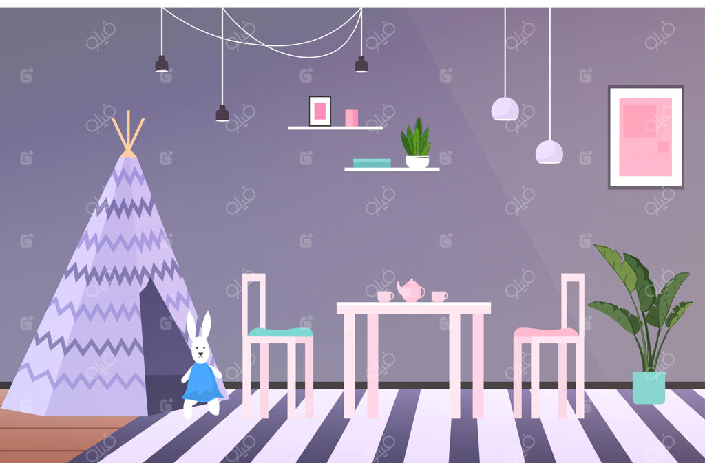 طراحی داخلی اتاق کودک - تصویر افقی اتاق بازی بدون حضور افراد