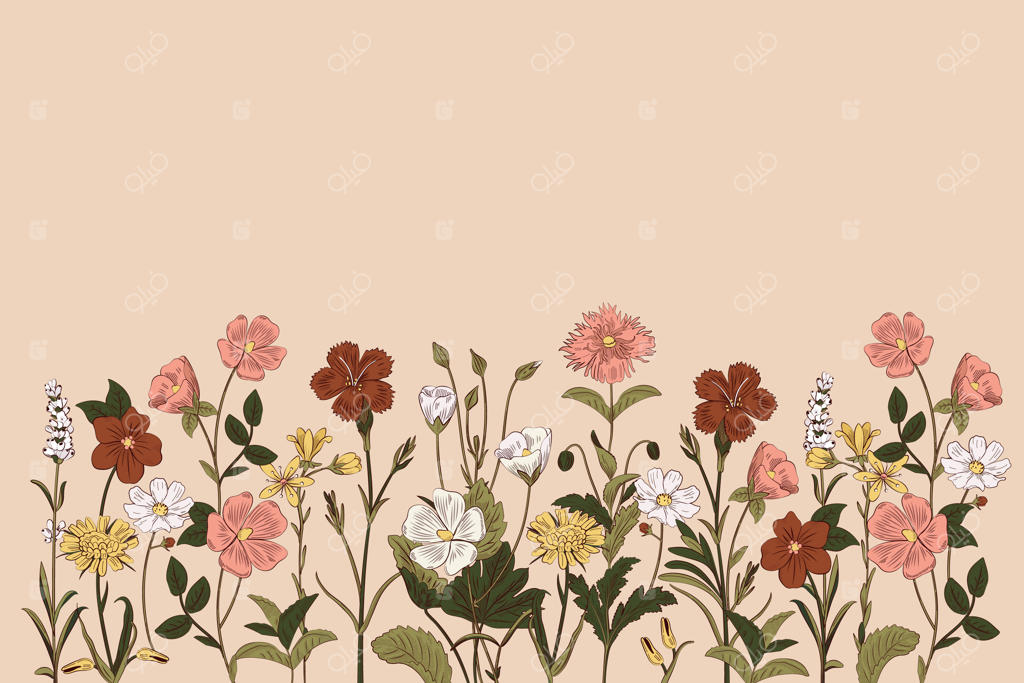 زمینه گل‌های قدیمی دست‌کشیده