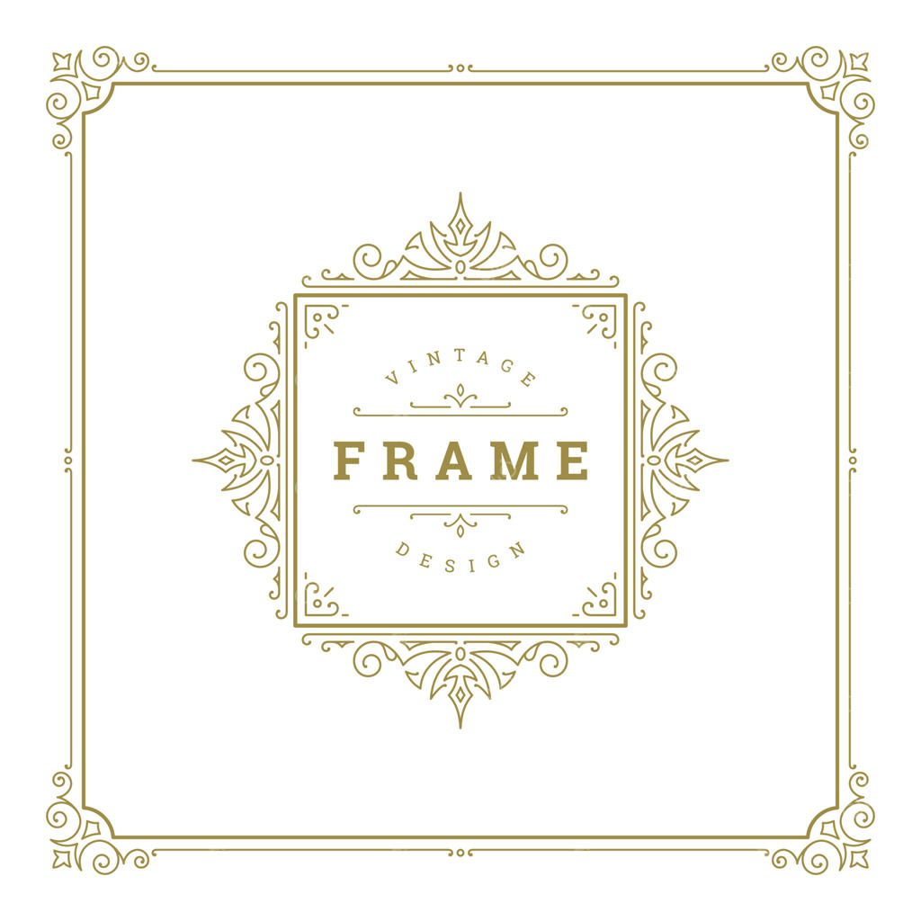 الگوی تزئینی فریم با خطوط و پیچش‌های گل‌دار کلاسیک.