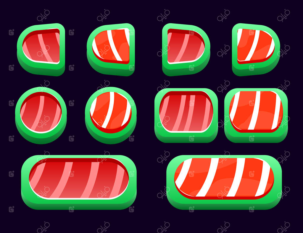 دکمه‌های فانتزی کریسمس برای عناصر رابط کاربری