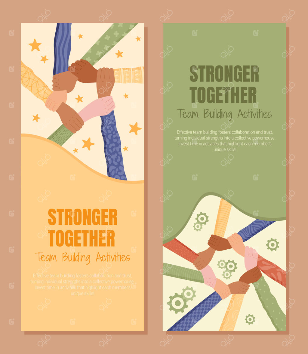 مجموعه بنر تخت با دستان گروهی از افراد متنوع. تیم چندفرهنگی و جامعه‌ای که همکاری، همبستگی و حمایت را نشان می‌دهد. مفهوم با هم بودن با عناصری رنگارنگ که برابری و اتحاد را ترویج می‌کند، ایده‌آل برای