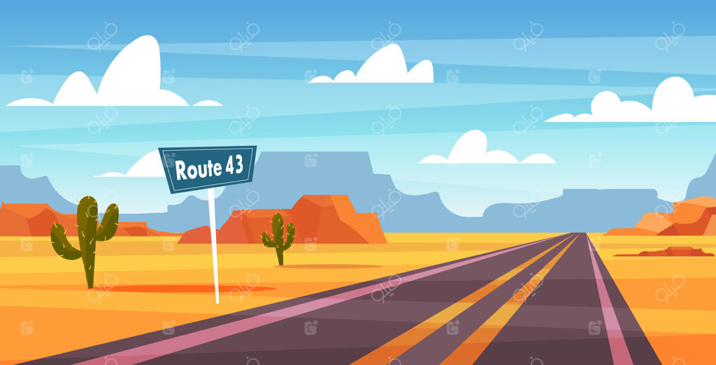 منظره کارتونی: جاده‌ای در دل صحرای نوادا