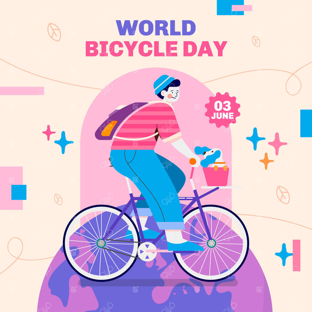 تصویرسازی روز جهانی دوچرخه در دنیای تخت