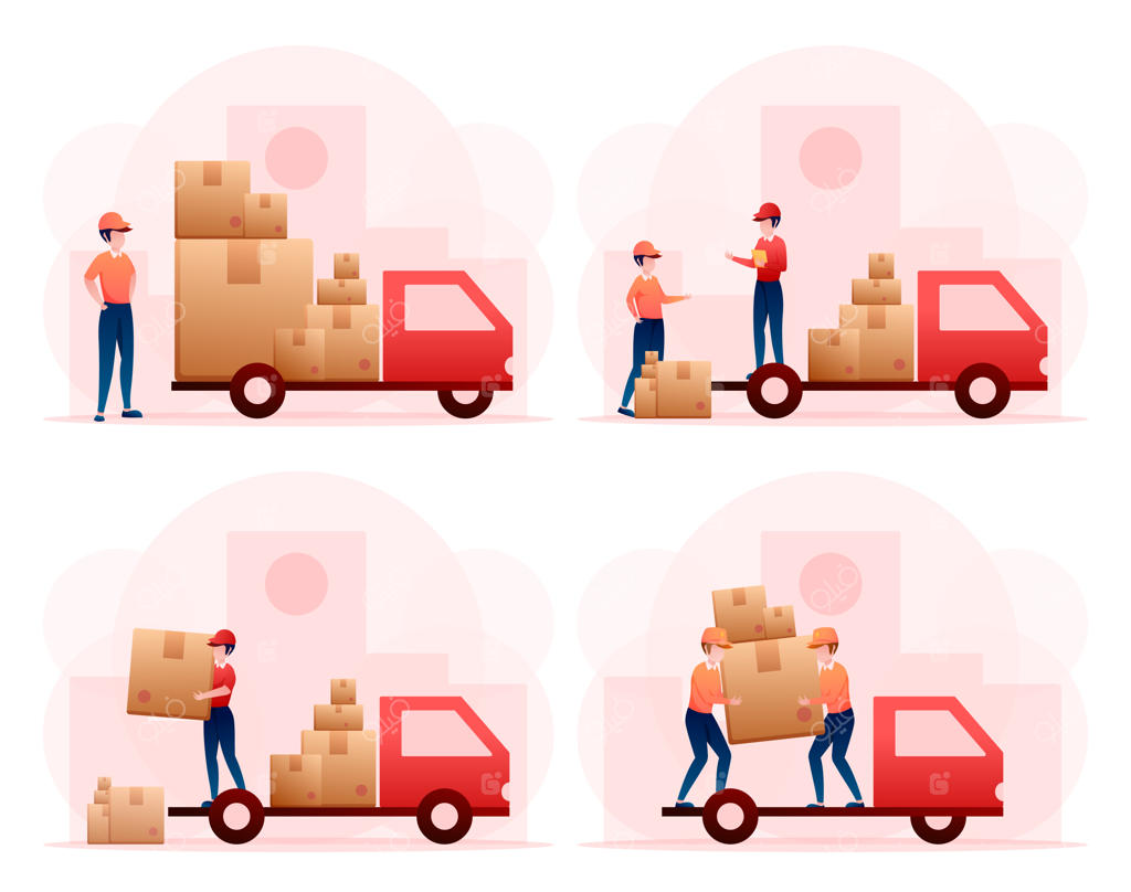 گروهی از متخصصان در تحویل بسته به مشتریان