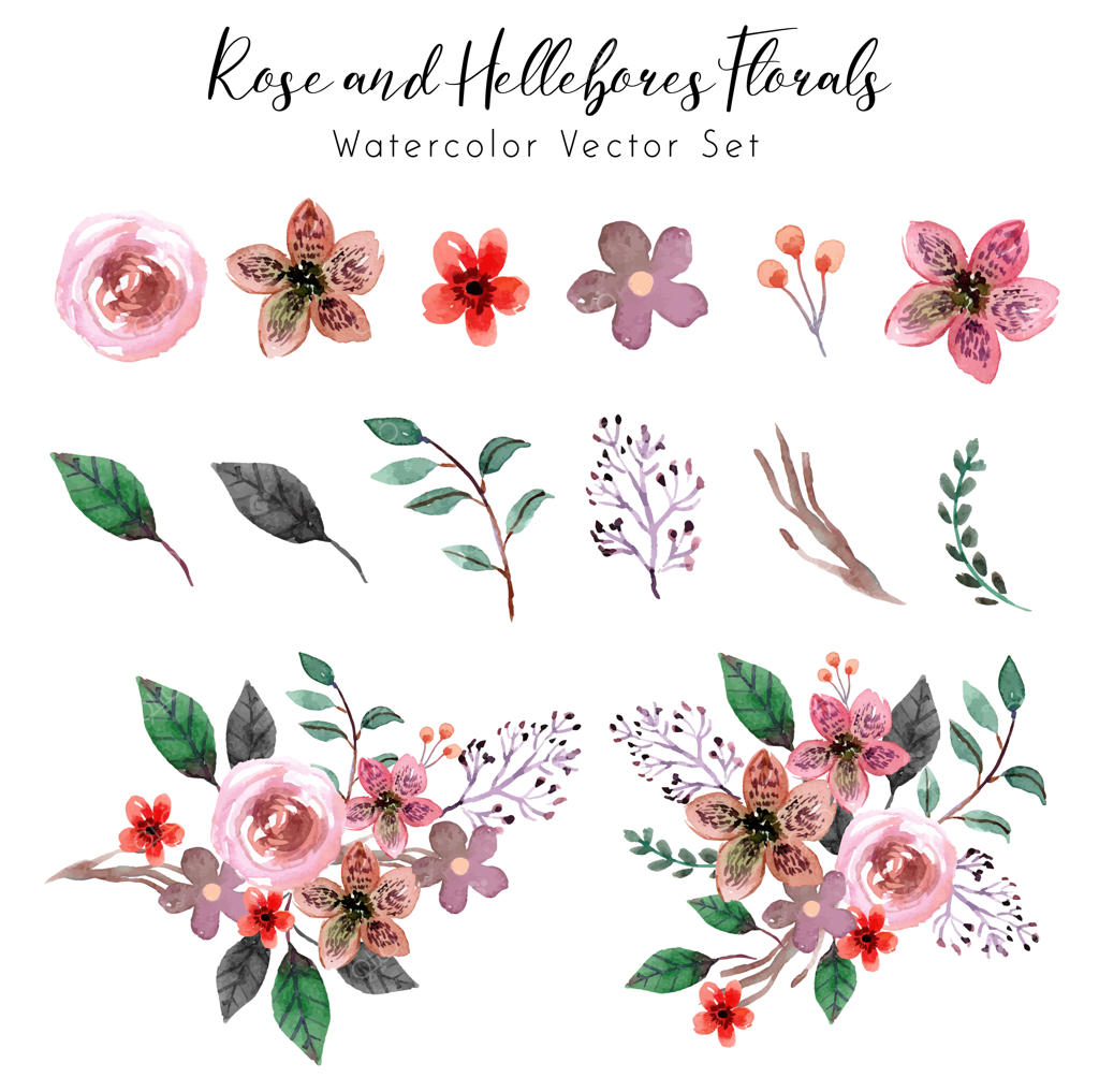 دسته گل‌ها بر روی زمینه سفید