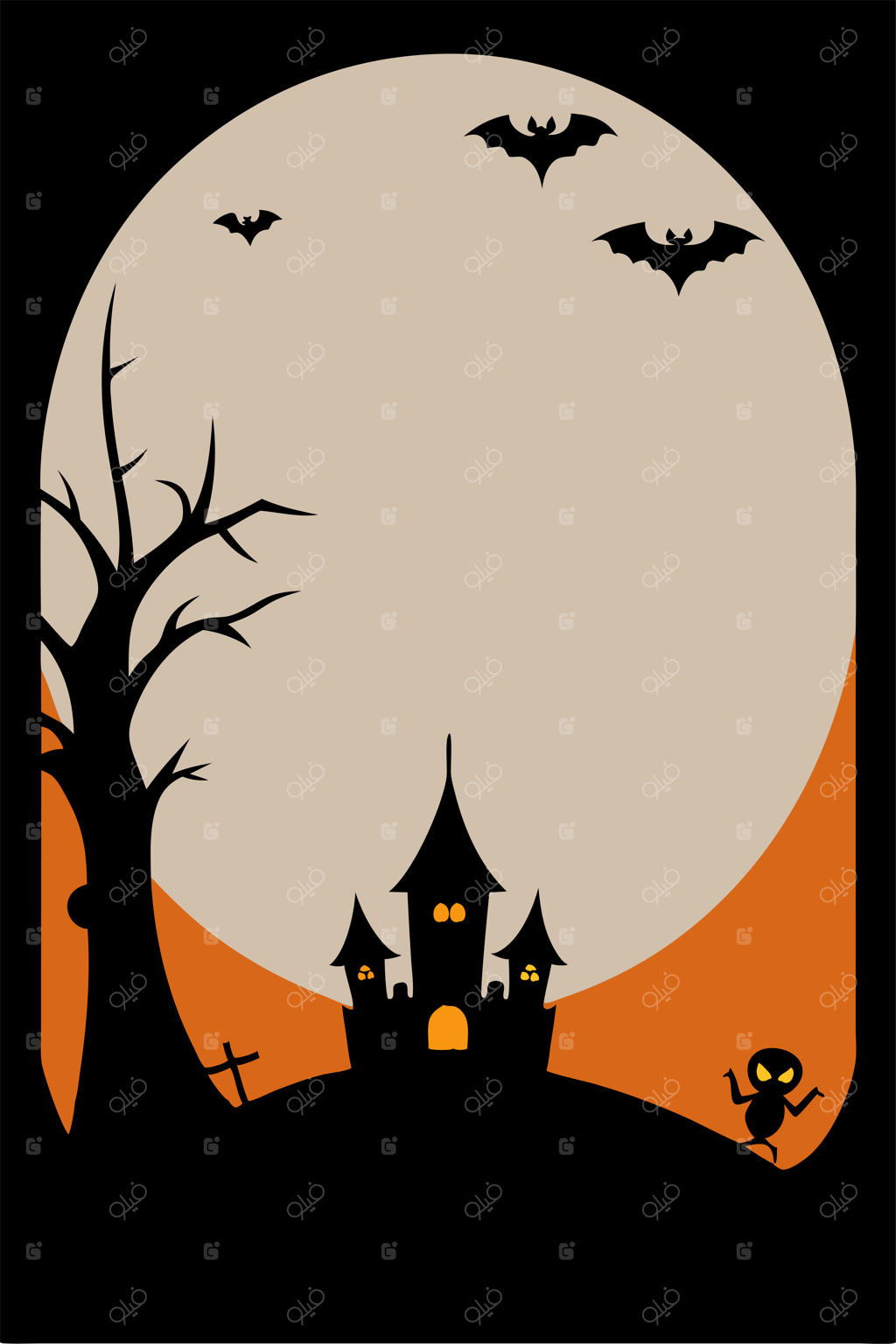 مجموعه وکتور حاشیه سیلوئت هالووین