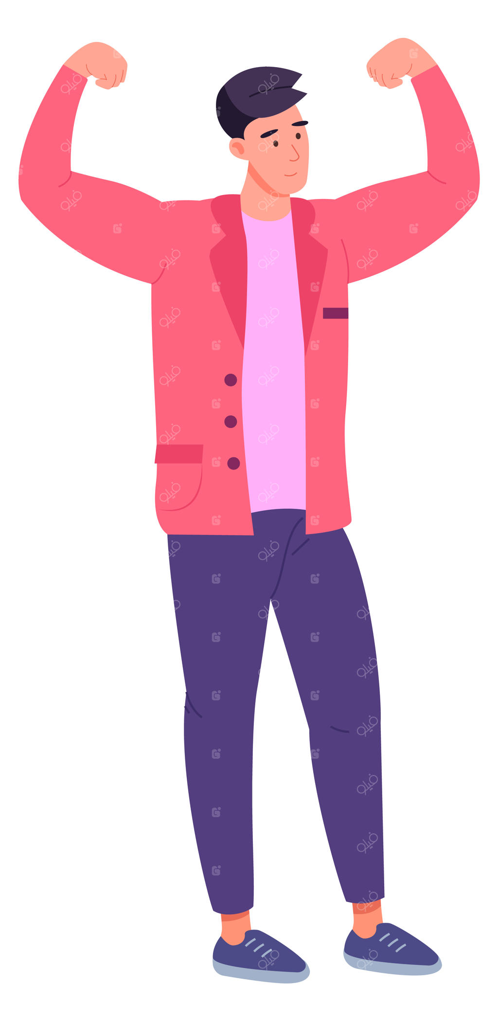 مرد جوان قوی، شاد و با اعتماد به نفس