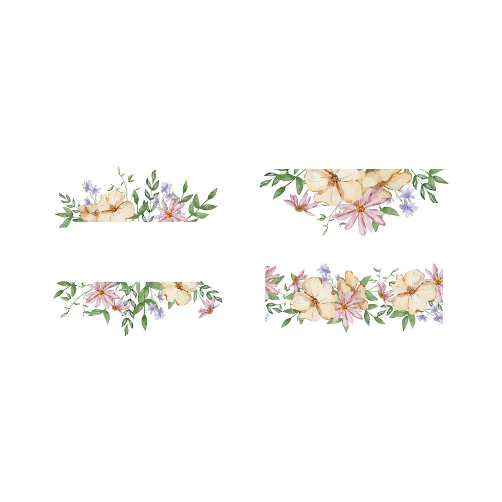 قاب‌های گل و برگ‌های باغ آبرنگی