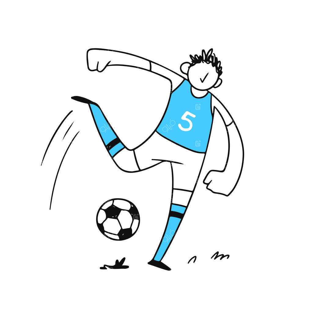 تصویرسازی بازیکن فوتبال آماده شوت‌زنی