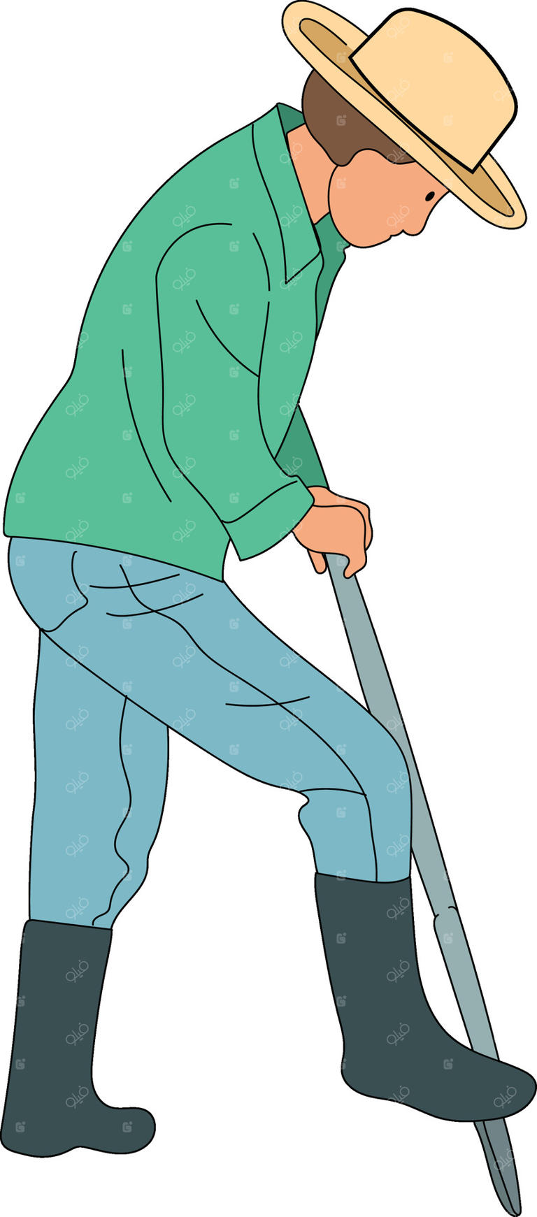 تصویر باغبان، طراحی دستی با خطوط نازک