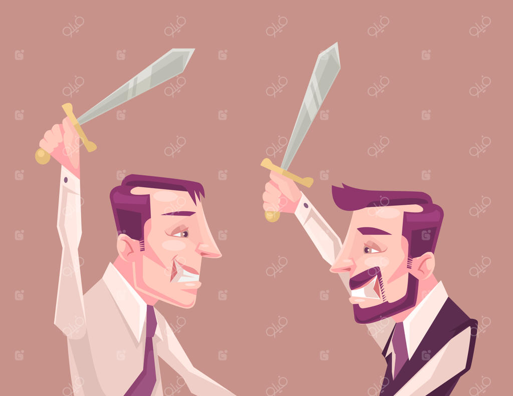 شخصیت‌های تجاری در حال رقابت و مبارزه.
