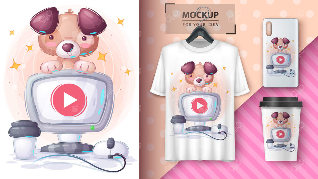 پوستر و محصولات "سگی که پشت کامپیوتر کار می‌کند"