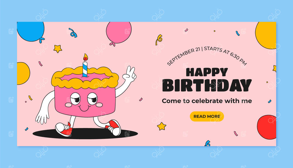 قالب بنر افقی برای جشن سالگرد تولد