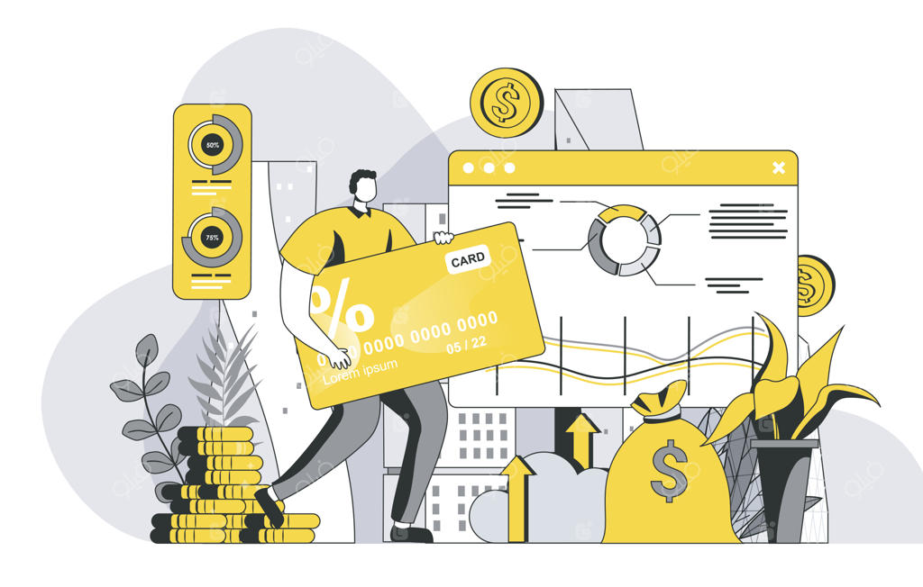 مفهوم مالی مجازی با صحنه‌ای از افراد مرز‌بندی‌شده: مدیریت مالی شخصی در حساب شخصی