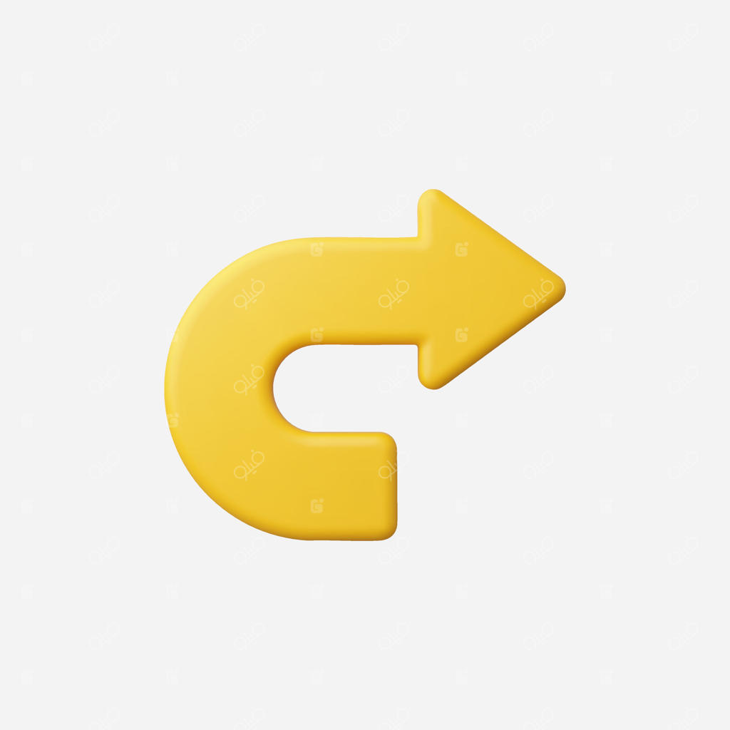 آیکون فلش زرد منحنی برای