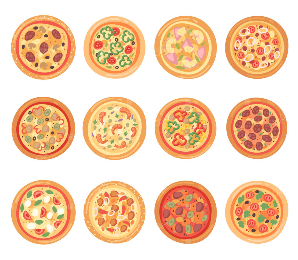 تصاویر پیتزا به سبک ایتالیایی با پنیر و گوجه‌فرنگی در پیتزا فروشی و پای پخته شده با سوسیس در ایتالیا بر روی پس‌زمینه سفید