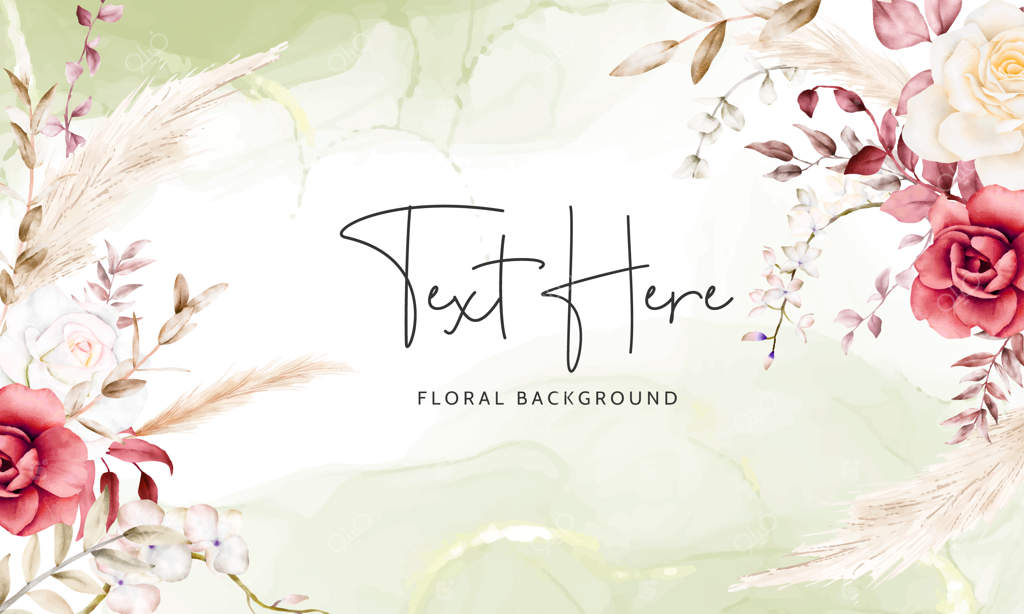 پس‌زمینه وینتیج بوهو با گل‌های آبرنگی و پامپاس