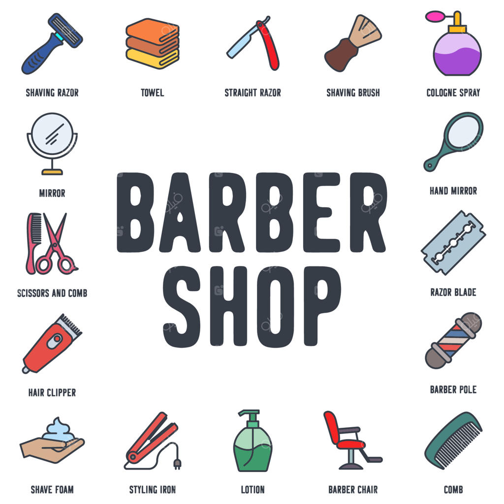 پترن نماد مجموعه آرایشگاه برای طراحی گرافیک و وب - لوگو وکتوریلustration