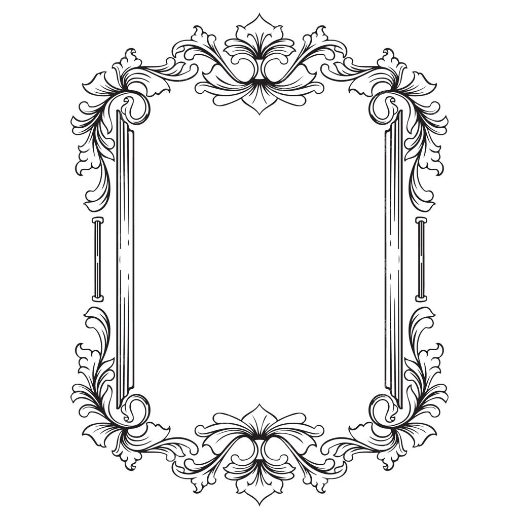 قاب تزیینی باروک قدیمی با طرح گل و حکاکی