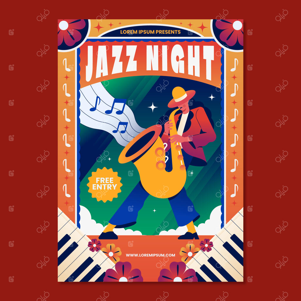الگوی پوستر کنسرت شب جَز