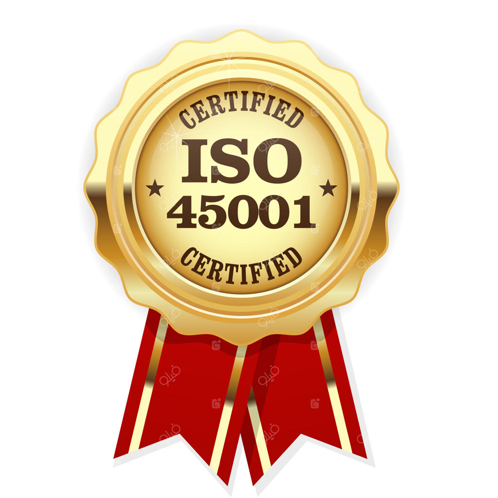 گواهینامه استاندارد ISO 45001 با مدال و روبان قرمز