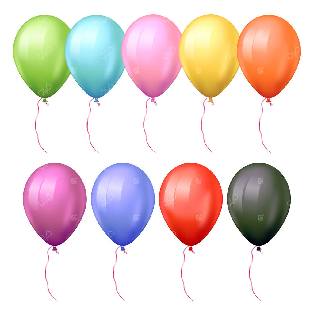 مجموعه‌ای از بادکنک‌های رنگارنگ و واقعی