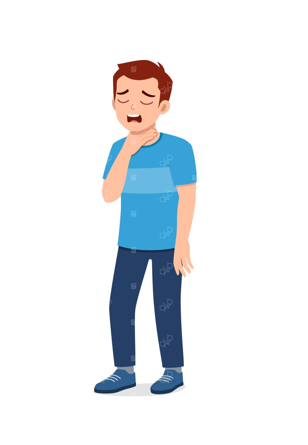 مرد جوان خوش‌تیپ که در ناحیه گردن احساس درد می‌کند