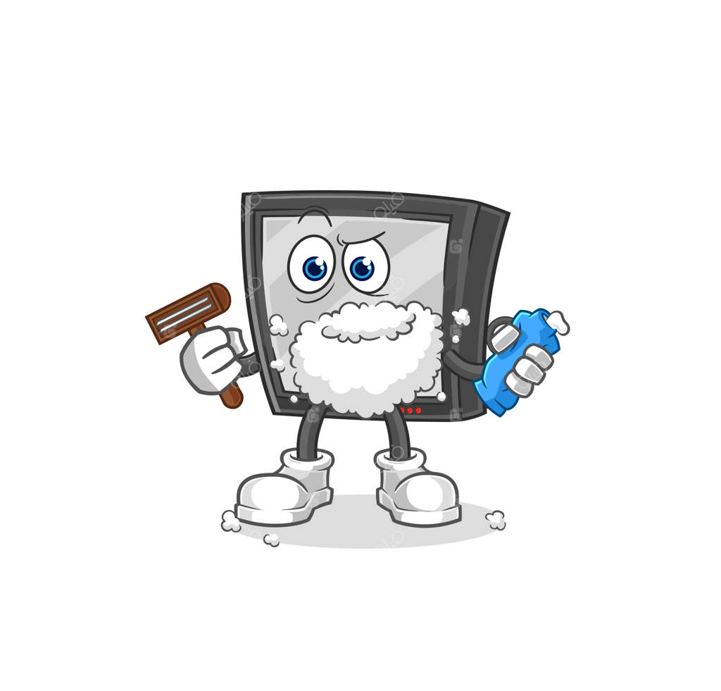 شخصیت کارتونی تیغه تلویزیون با ریش تراشیده‌شده
