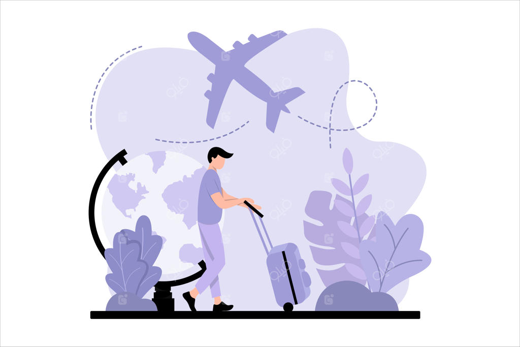 تصویرسازی مسافر تعطیلات با سبک طراحی تخت