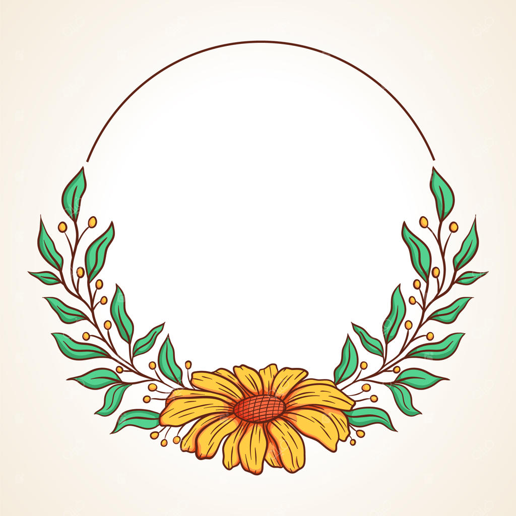 حلقه گل رنگارنگ با برگ و توت، قاب گرد برای کارت عروسی و تبریک