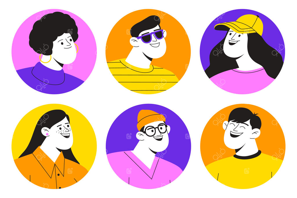 مجموعه‌ای از تصاویر آواتار شبکه‌های اجتماعی دستی طراحی شده