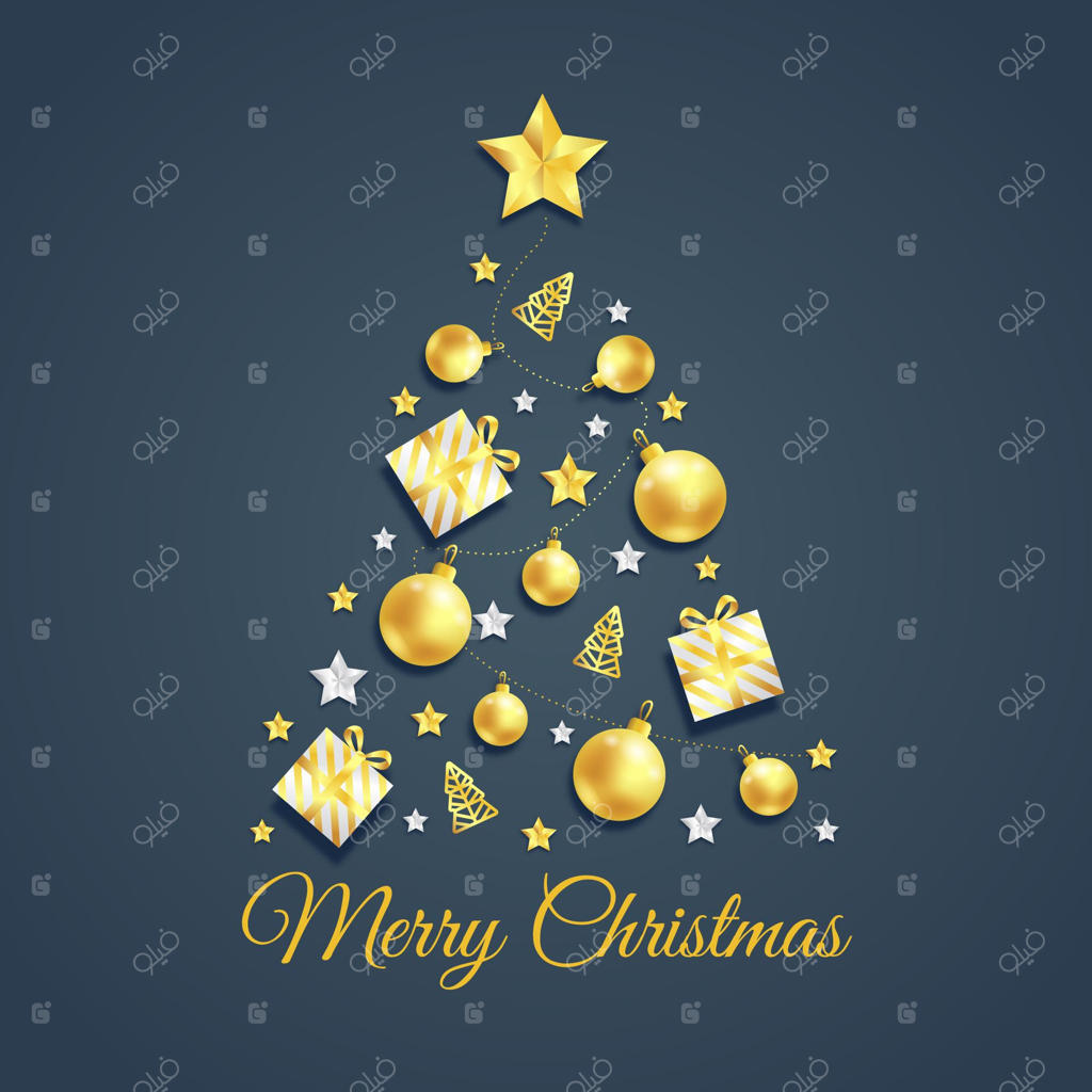 درخت کریسمس خلاق با عناصر طلایی