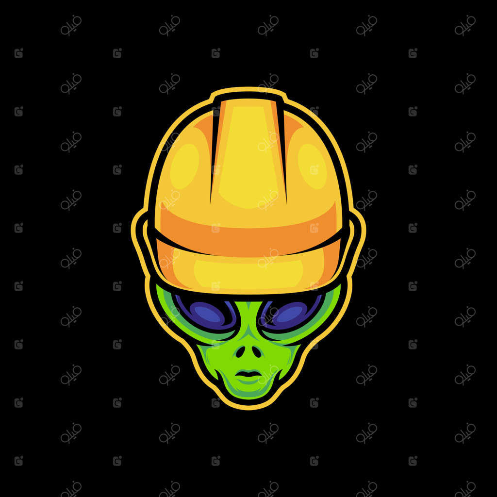 تصویر وکتور بیگانه با کلاه ایمنی ساختمانی بر روی پس‌زمینه‌ای مجزا