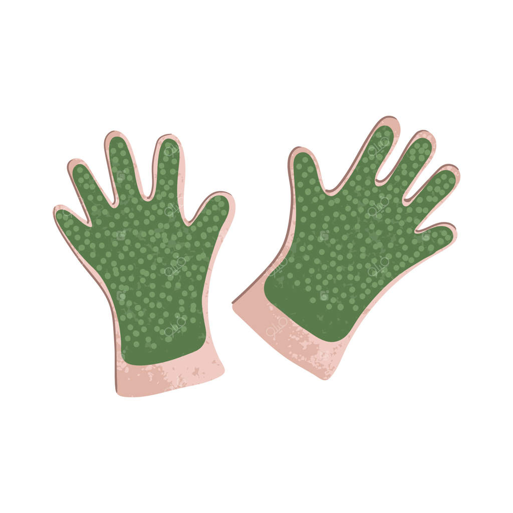 تصویر رنگارنگ از دستکش‌های محافظ باغبانی بر روی زمینه سفید