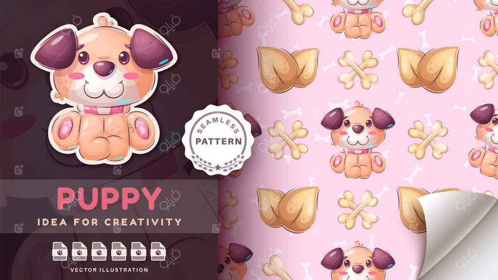 پترن یکپارچه شخصیت کارتونی سگ دوست‌داشتنی