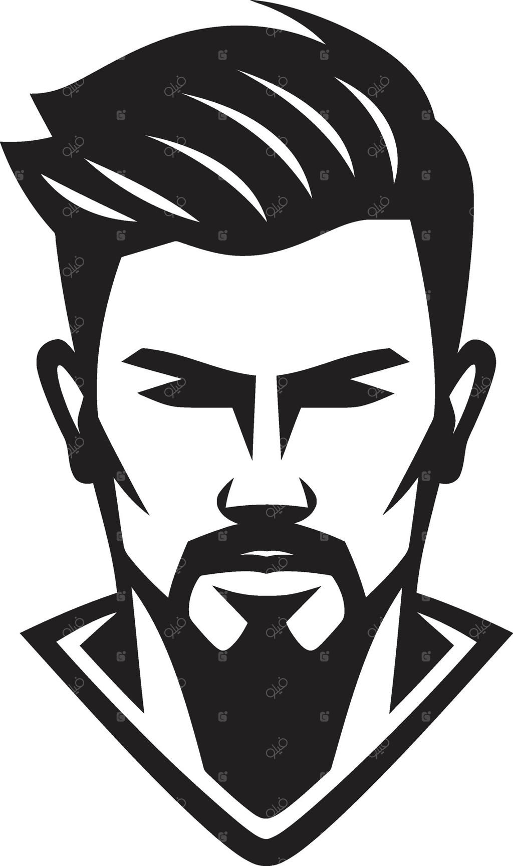 نشان جاودانی: لوگوی وکتور چهره مردانه کلاسیک و هنری با شکوه و ماندگار