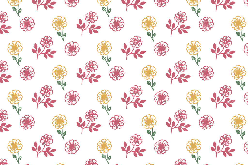 طرح یکپارچه گل‌دار الهام گرفته از باغ با ساقه‌های تزئینی برای چاپ پارچه مد و طراحی کاغذ دیواری