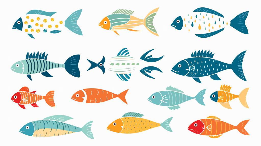 تصویرسازی وکتور طرح ماهی و حیات دریایی زیر آب