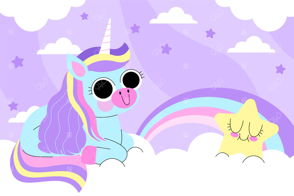 پس‌زمینه‌ی فانتزی و بامزه‌ی تک‌شاخ