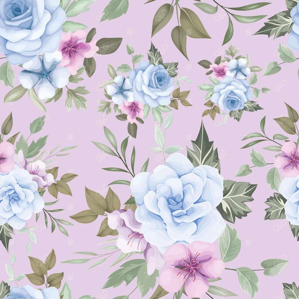 الگوی بدون درز گل‌های دست‌کشیده زیبا