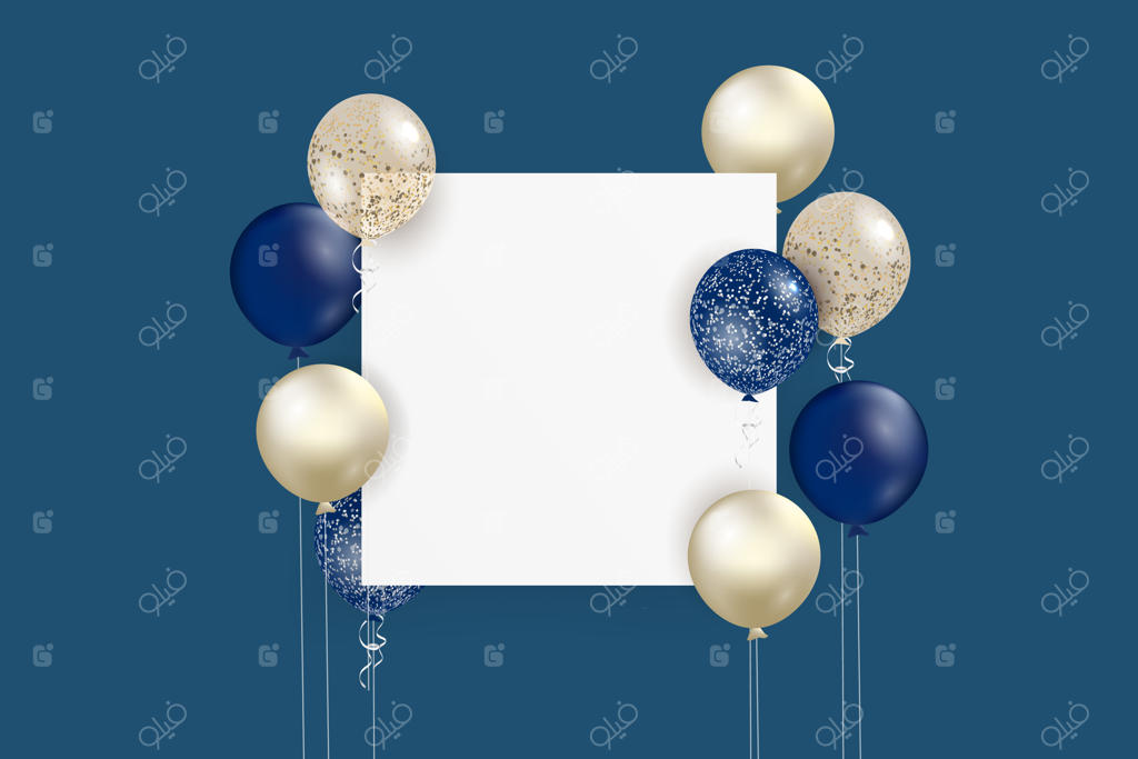 دسته‌ای از بادکنک‌های رنگارنگ با کاغذ رنگی و فضای خالی برای نوشتن متن.